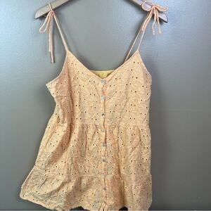 Blue Rain Orange Eyelet Lace Tank Tunic Women's Large